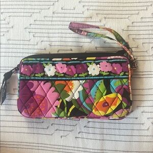 Vibrant Floral Quilted Vera Bradley Wristlet